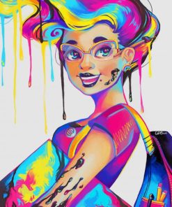 Colorful Splatter Girl paint by number