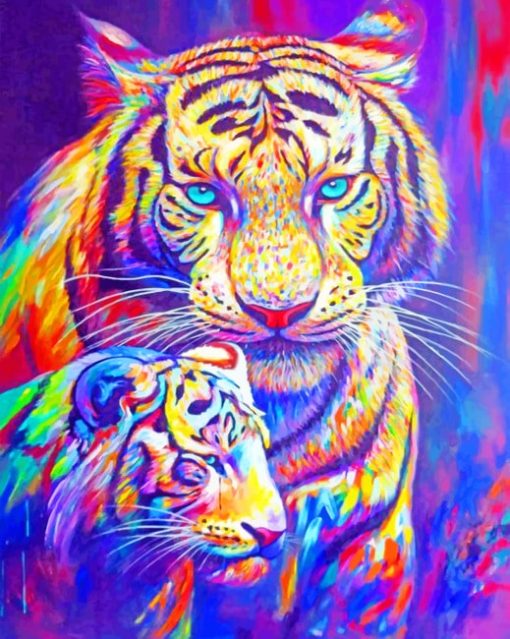 Colorful Siberian Tigers paint by numbers