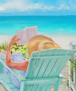 Woman Enjoying The Summer While Reading A Book Paint by numbers