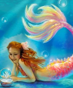 Pink Mermaid Underwater paint by numbers