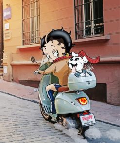 Betty Boop Riding A Motorcycle Paint By Numbers