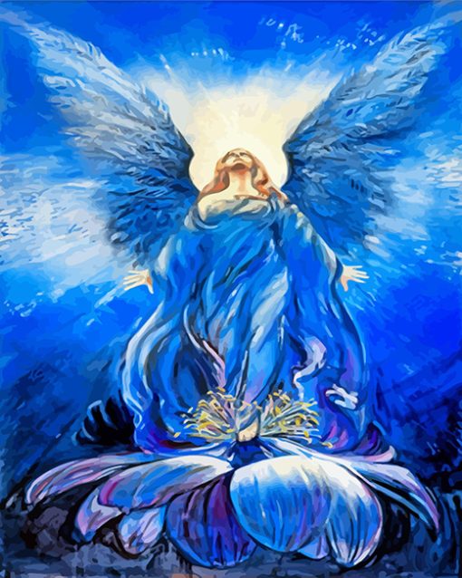 Blue Angel Of Love in a lotus paint by numbers