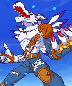 Digimon Weregarurumon Howls Paint by numbers