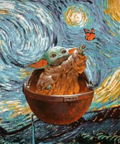 Baby Yoda Starry Night paint by nummbers