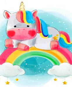 Colorful Unicorn On Rainbow paint by numbers