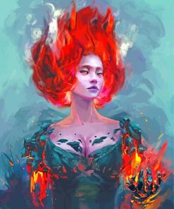 Fire Lady With Red Hair paint by numbers