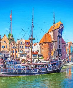 Gdansk Poland Houses Castles Rivers paint by numbers