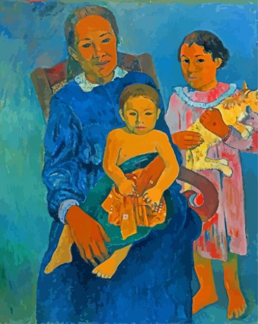 Polynesian Woman With Children paint by numbers
