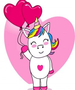 Unicorn Holding Balloons paint by numbers