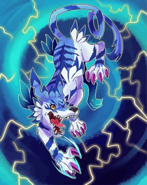 Aestethic Garurumon paint by number