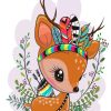 Cute Deer With Flowers paint by numbers