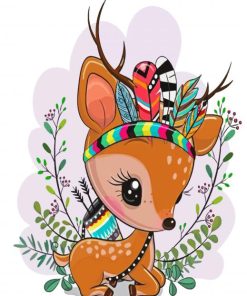 Cute Deer With Flowers paint by numbers