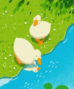 Cute White Ducks paint by numbers