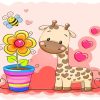 Cute Giraffe And Plants paint by numbers