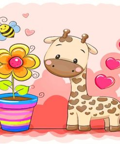 Cute Giraffe And Plants paint by numbers