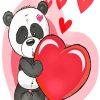 Cute Panda Holding Heart paint by numbers