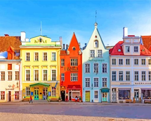 Colorfull Houses Of Estonia paint by numbers