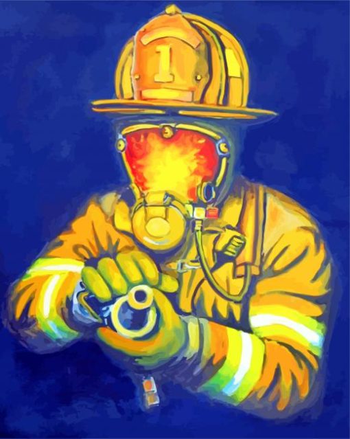 Firefighter With Water Hose paint by numbers