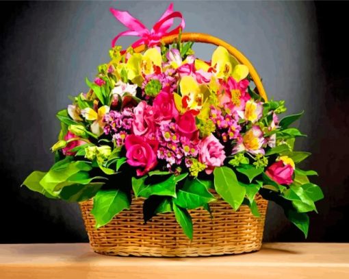 Flowers In Basket paint by numbers