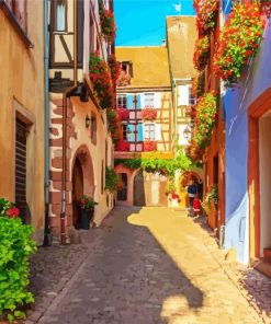 Alsace Village Streets France paint by numbers