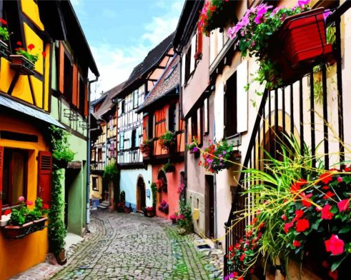 Alsace Streets France paint by numbers