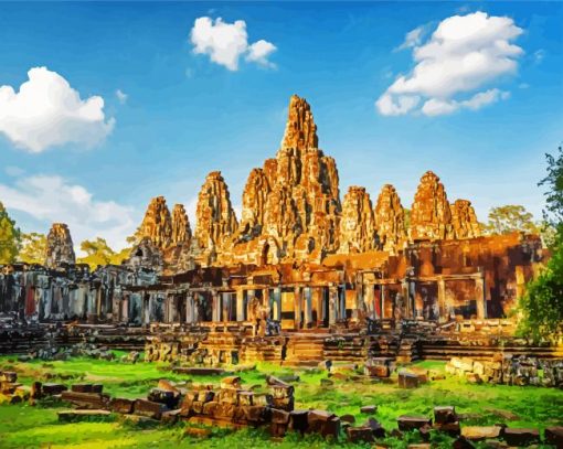 Aesthetic Angkor Cambodia paint by numbers