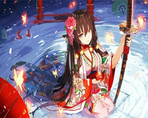 Anime Girl In Kimono paint by numbers