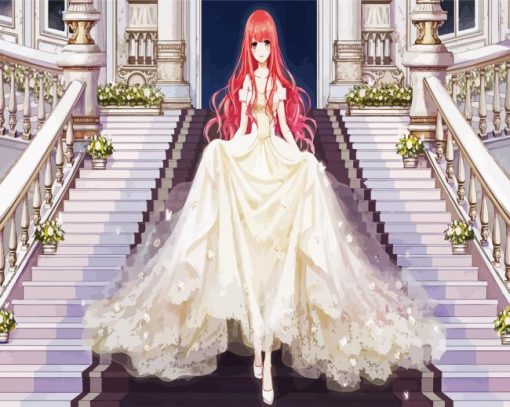 Anime Girl Wearing Ball Grown Dress paint by numbers
