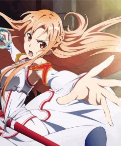 Asuna Fighting Anime Character paint by numbers