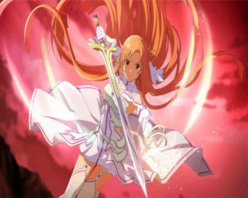 Asuna Fighting Anime paint by numbers