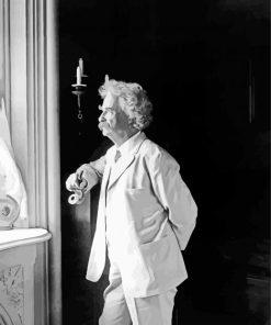 Author Mark Twain B&W paint by numbers