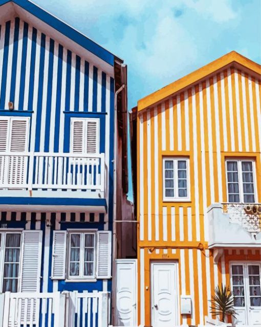 Aveiro Colorful Buildings paint by numbers