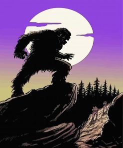 Aesthetic Bigfoot Silhouette paint by numbers