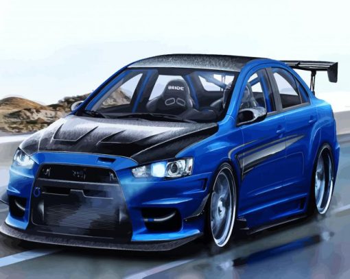 Blue Black Mitsubishi Lancer paint by numbers