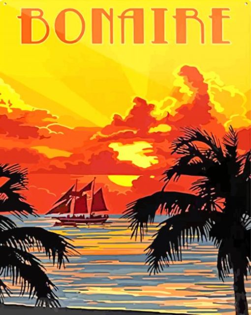 Bonaire Carribean Poster Art paint by numbers