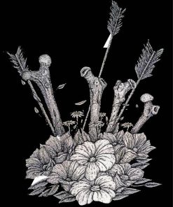 Black And White Bones With Flowers paint by numbers