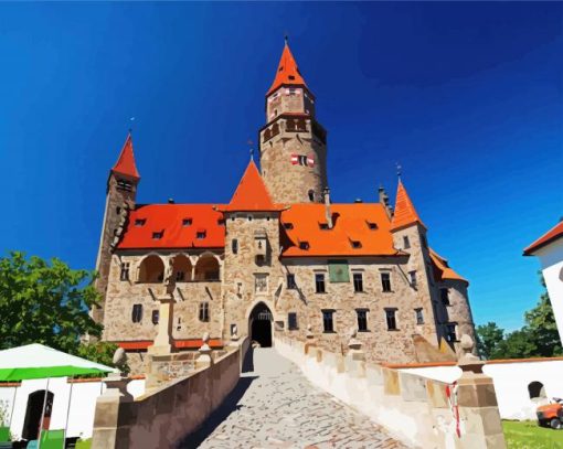 Aeshtetic Bouzov Castle Szech paint by numbers