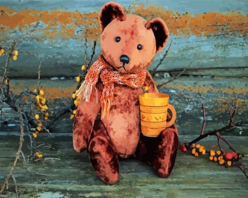 Brown Teddy Bear paint by numbers