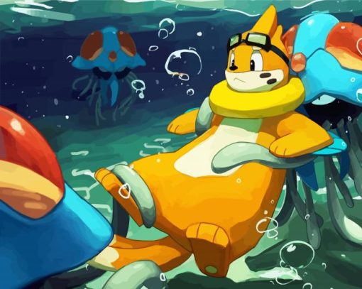 Buizel In Water Pokemon paint by numbers