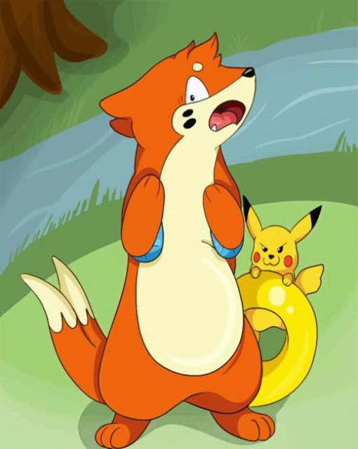 Buizel And Pikatchu Pokemon paint by numbers