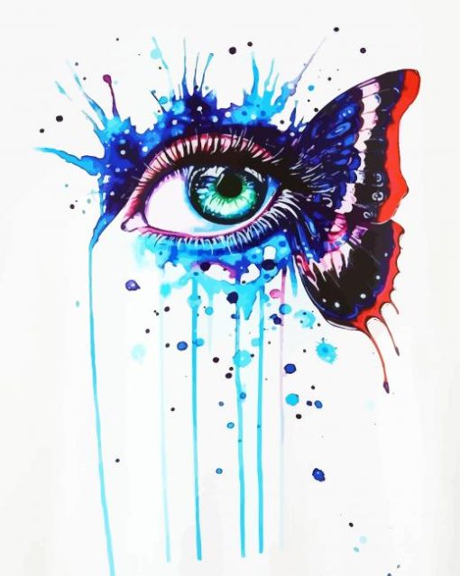 Blue Butterfly Splash Eye paint by numbers