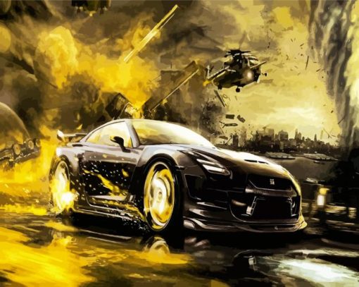 Black Car In War paint by numbers