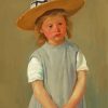 Cute Little Girl With Hat And Blue Dress paint by numbers