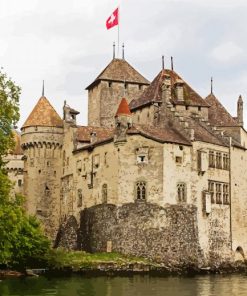 Chillon Castle Switzerland paint by numbers