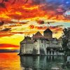 Chillon Castle Sunset paint by numbers