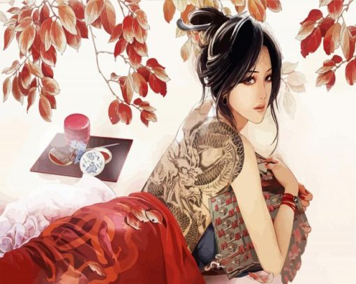 Chinese Tattooed Girl paint by numbers