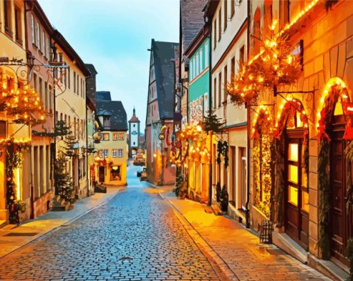 Christmas Vibe Bavarian Town paint by numbers