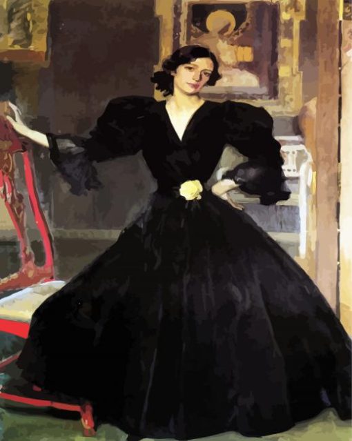 Clotilde In Black Dress paint by numbers