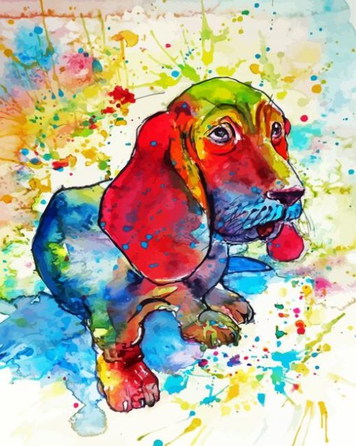 Colrful Basset Dog paint by numbers