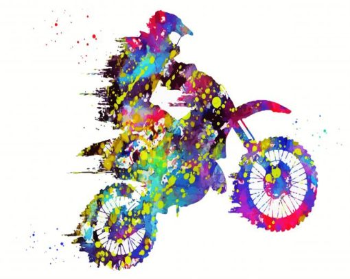 Colorful Motorcross Art paint by numbers